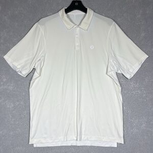 Lululemon Polo Shirt Beige Activewear Short Sleeve Men’s SZ: Medium